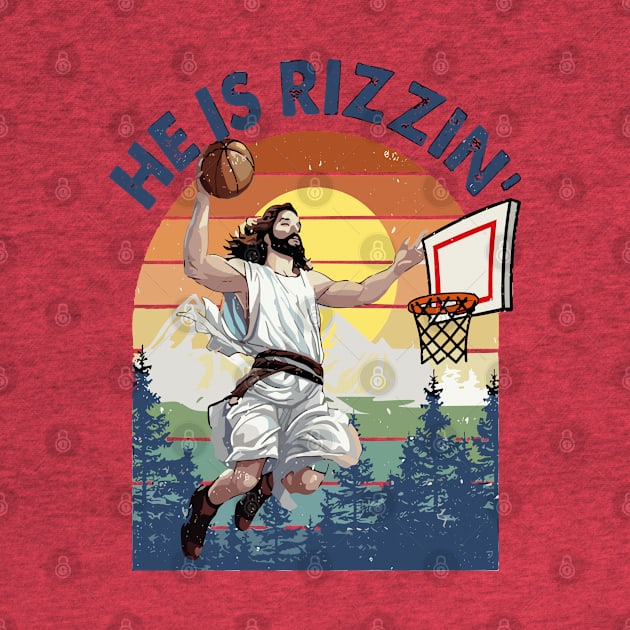 He Is Rizzin' Christian Juses Basketbal Happy Easter by rhazi mode plagget